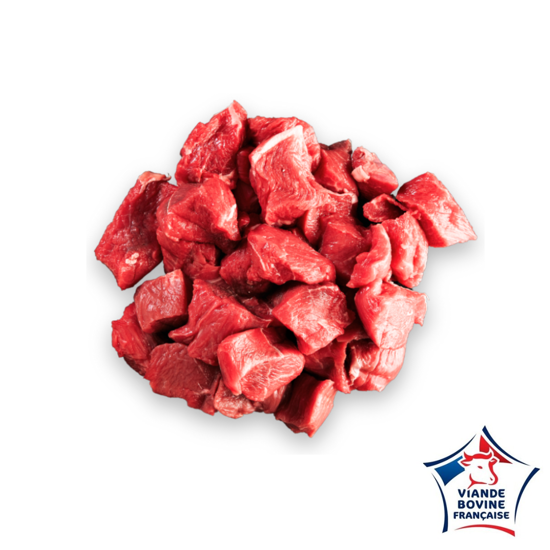 Bourguignon coupé cube de boeuf de race surgelé