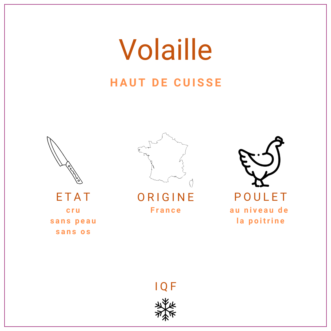 Filet de poulet sans peau IQF origine France