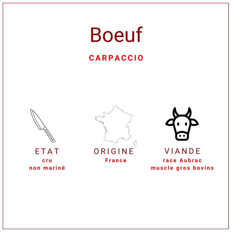 Carpaccio de boeuf Aubrac d'origine France 70gr