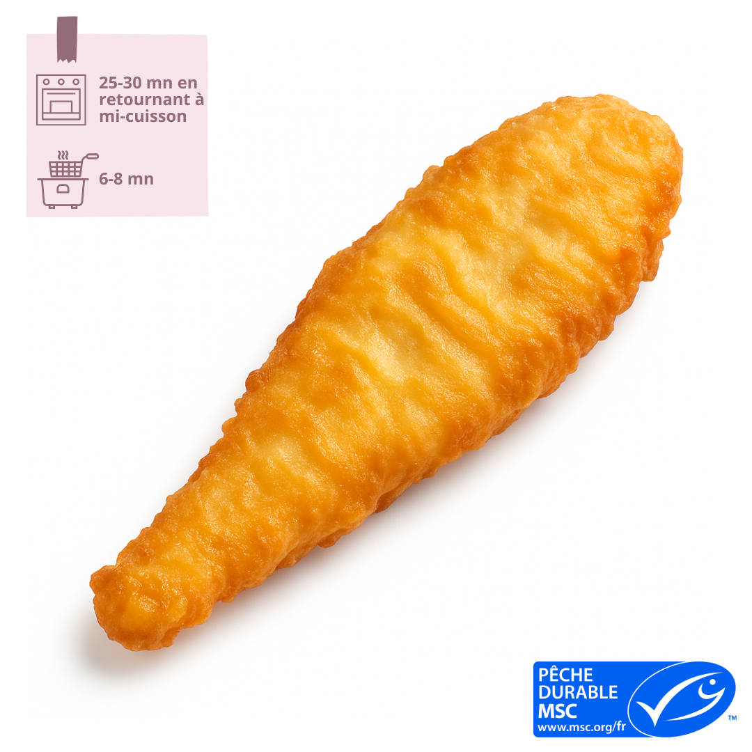 Filet de cabillaud avec pâte Fish & chip surgelé IQF