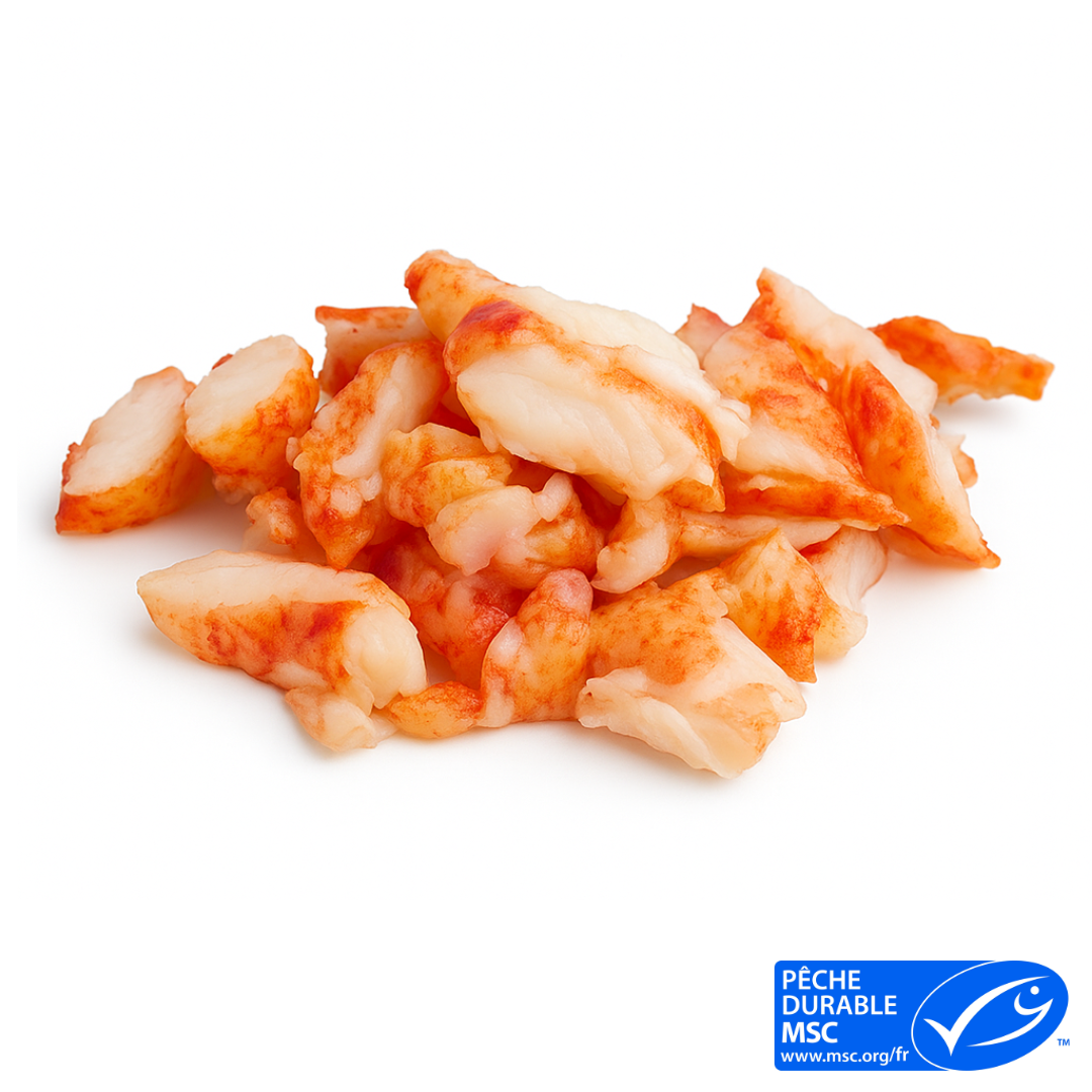 Chair de homard cuite et pêchée avec casiers