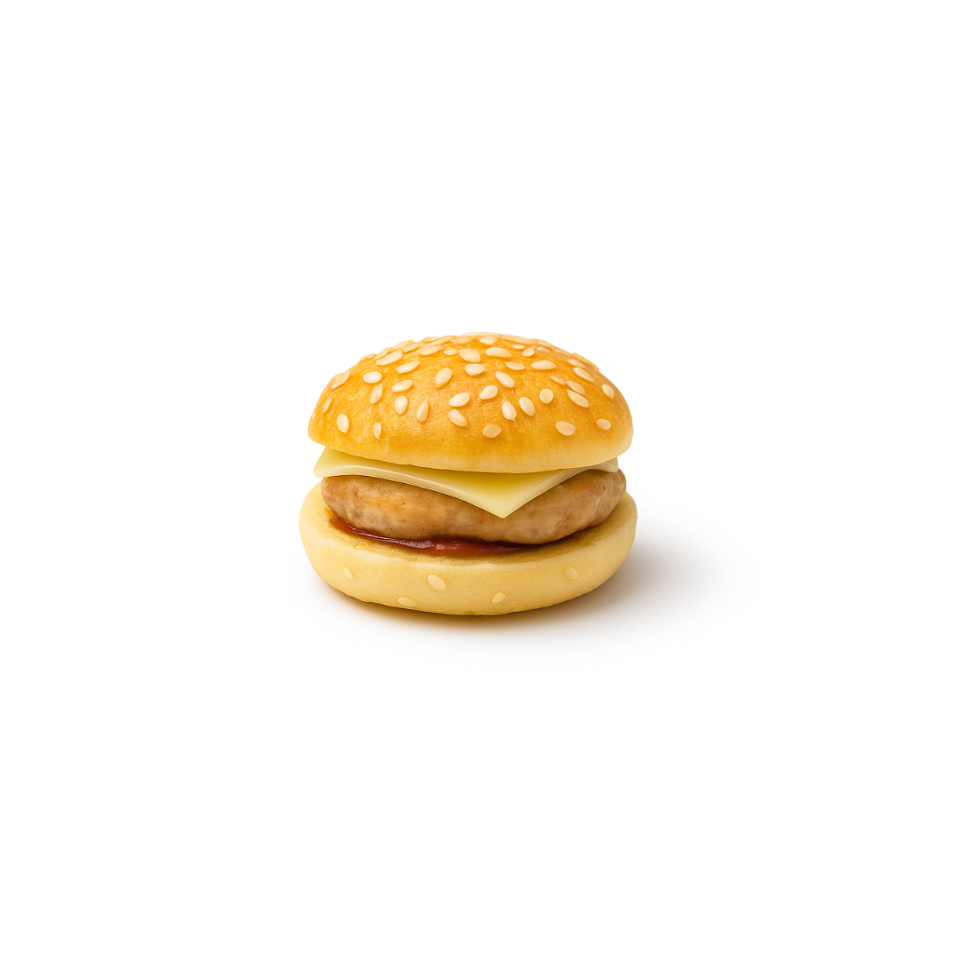 Mini hamburger surgelé garni de poulet et de fromage