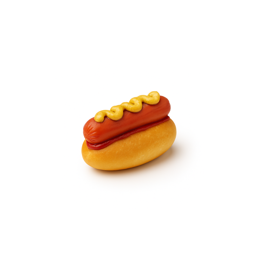 Mini hotdog avec une saucisse de poulet au ketchup