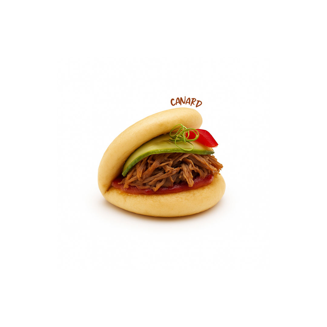Gua bao au canard assaisonné au Chili surgelé