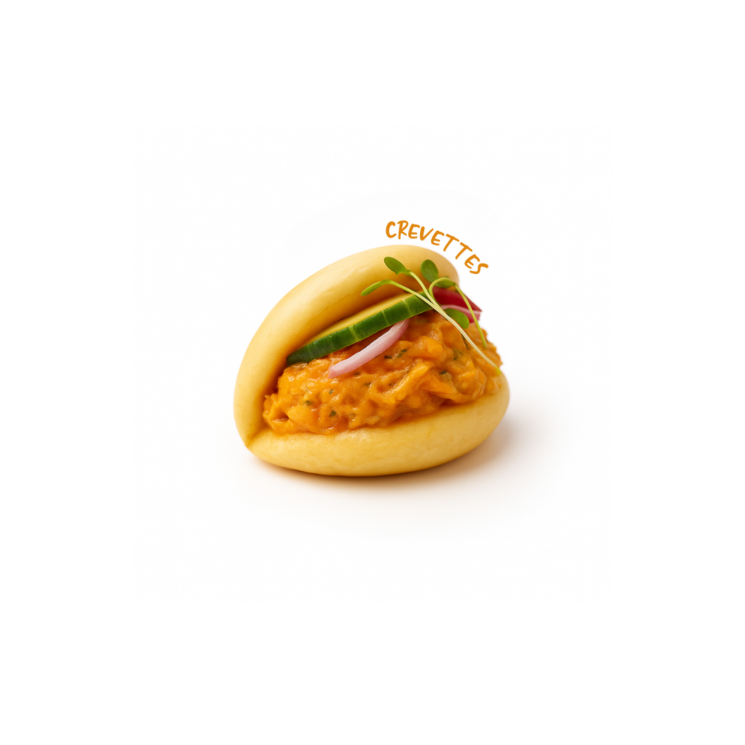 Gua bao aux crevettes assaisonnées au citron