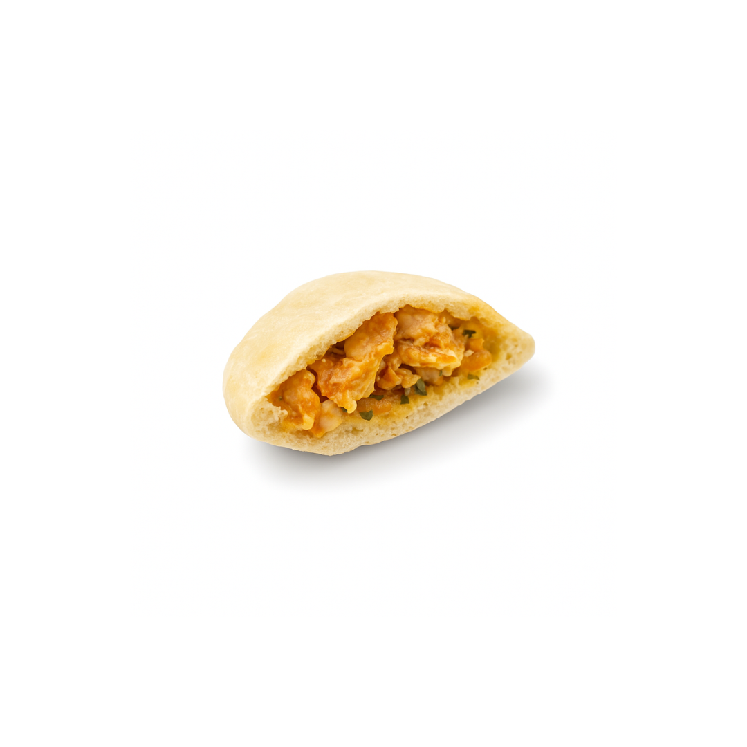 Mini pita à l'ail, et à la viande hachée de poulet