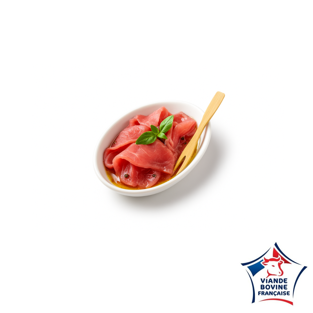 Chiffonnade de carpaccio de b?uf au basilic