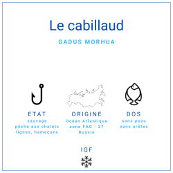 Dos de cabillaud sans peau et sans arêtes 180gr