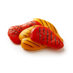 Duo de demi poivrons rouges et jaunes grillés
