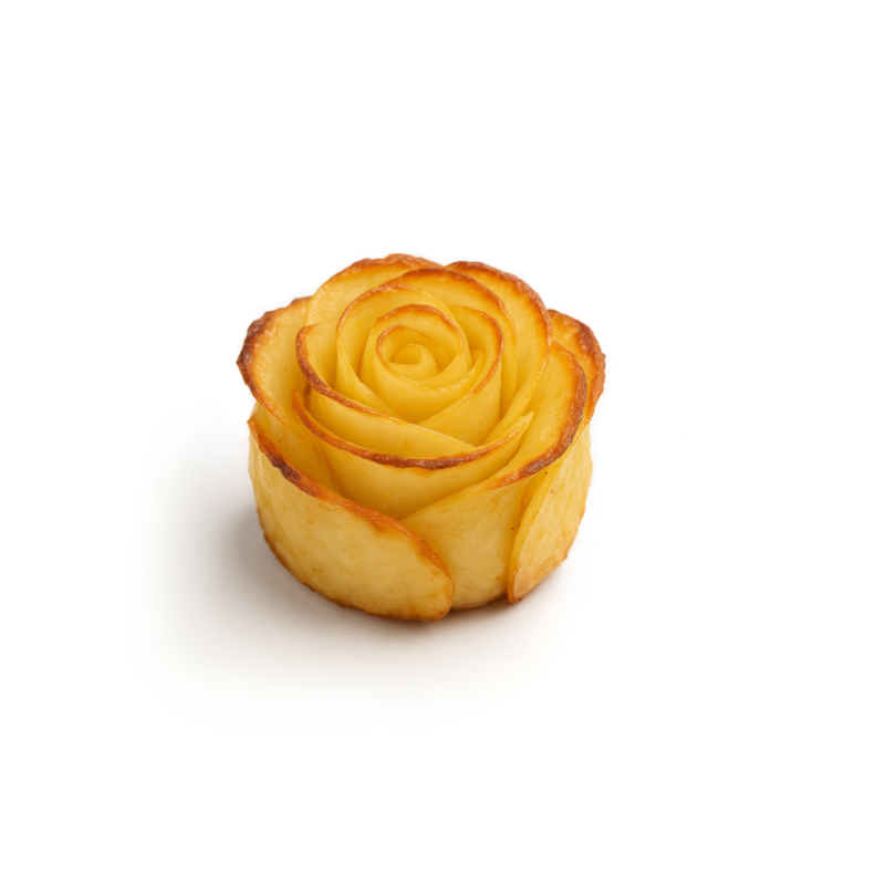 Rosace de fines lamelles de pommes de terre cuites