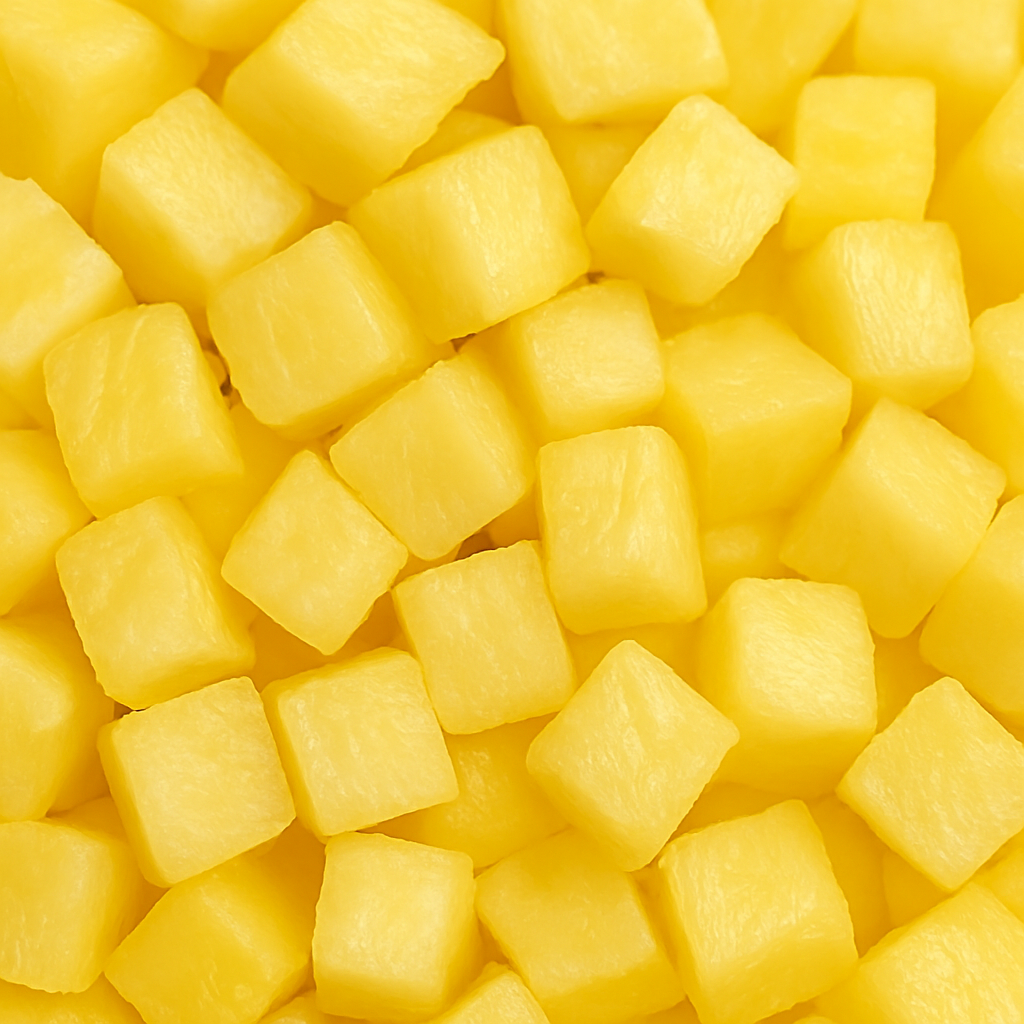 Brunoise ananas murs et coupés puis surgelés