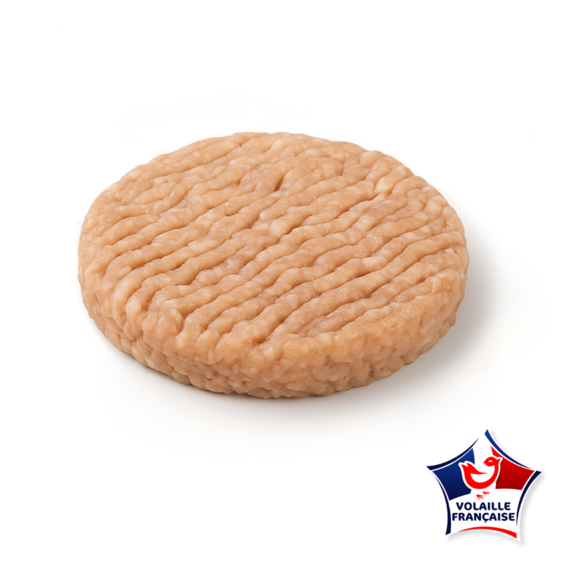 Steak haché rond de poulet 8% de MG surgelé
