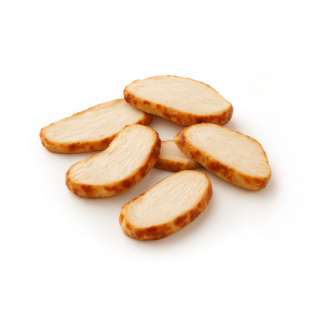Tranchettes de filet de poulet rôties, IQF Tranchettes de filet de poulet rôties, IQF