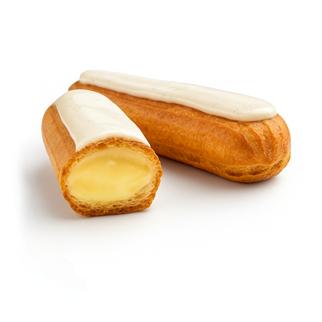 Eclair garni de crème pâtissière à la vanille