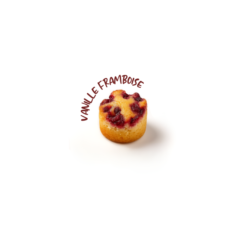 Bouchon framboise vanille, petit four sucré de +/- 10gr