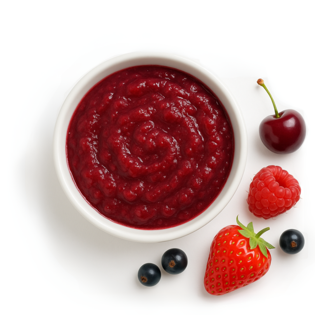 Purée de fruits rouges récoltés à la main Purée de fruits rouges récoltés à la main