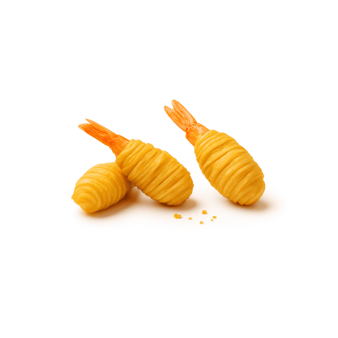 Crevettes cuites en cocon de pomme de terre