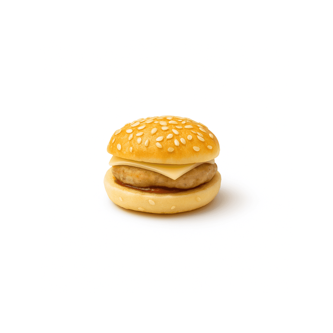 Mini hamburger surgelé garni de poulet et de fromage