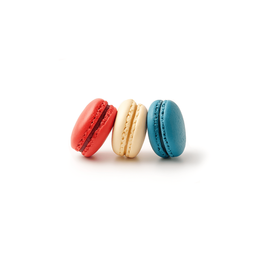 Macarons tricolores français, pièce de +/- 13gr