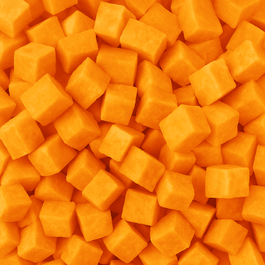 Patates douces en cubes couleur authentique