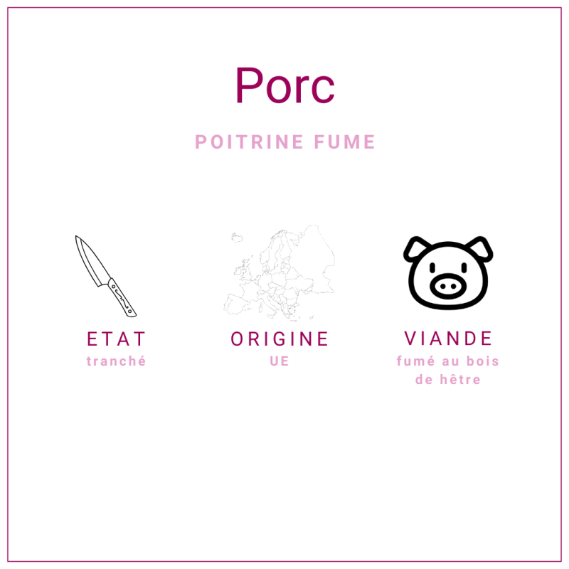 Tranches de lard fumé au bois de hêtre 500gr