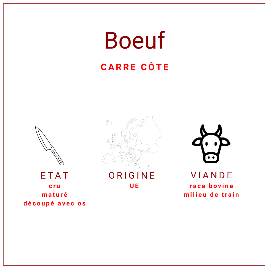 Carré de côte de boeuf maturé surgelé AA