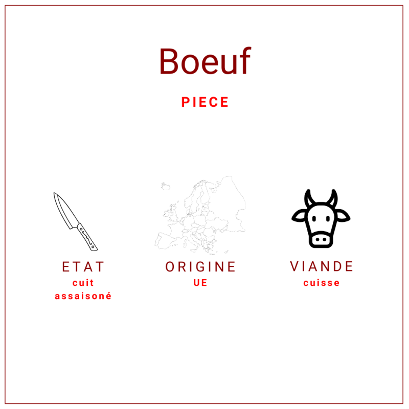 Pièce de boeuf tranchée surgelée sous vide 800gr