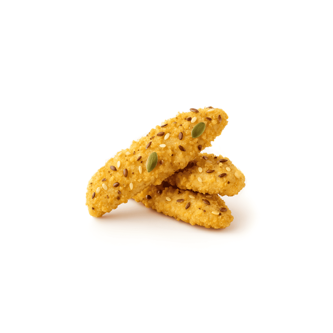 Aiguillettes de poulet aux graines surgelées 33gr Aiguillettes de poulet aux graines surgelées 33gr