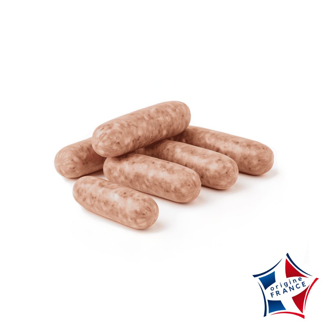 Mini chipolatas de volaille cuites surgelées 25gr