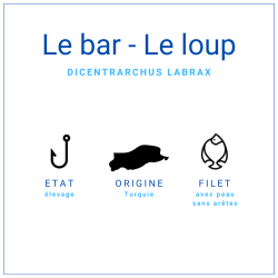 Filet de bar avec peau et sas arêtes surgelé +/- 150gr