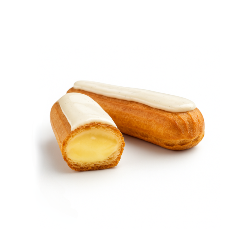 Eclair garni de crème pâtissière à la vanille