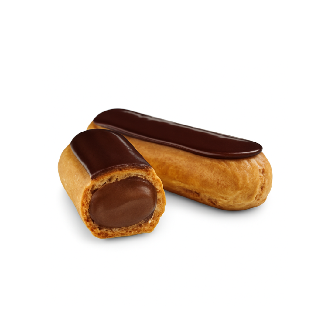 Eclair garni d'une crème pâtissière chocolat Eclair garni d'une crème pâtissière chocolat