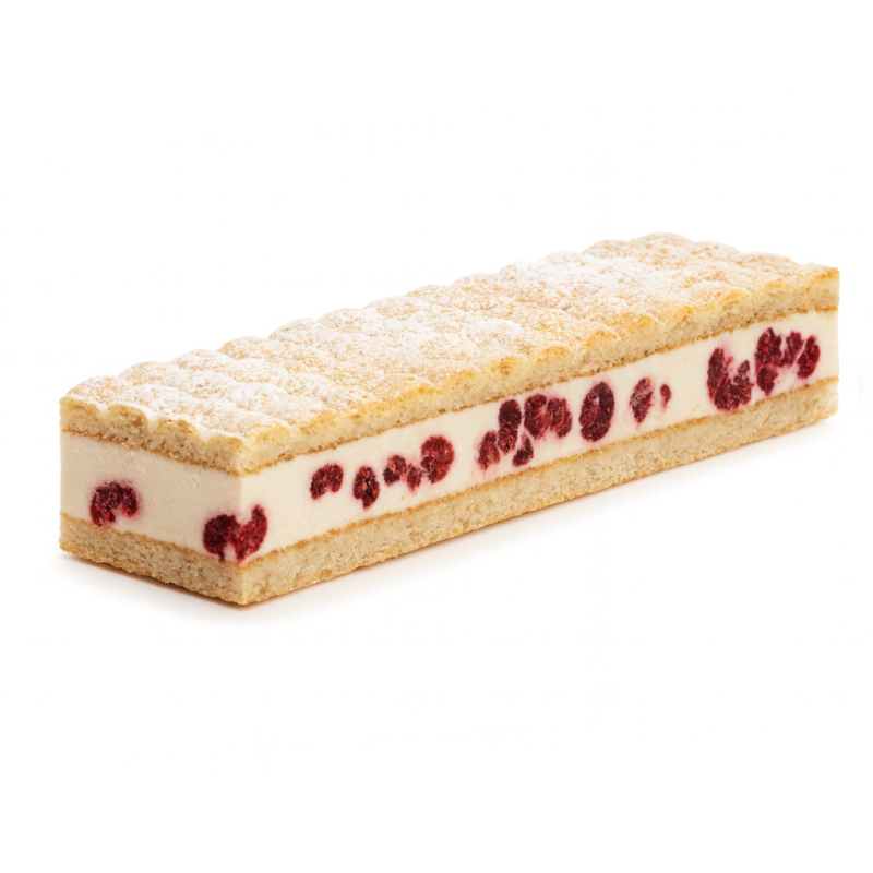 Entremets d'amandes et vanille framboises