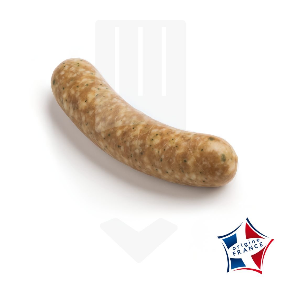 Saucisse de porc au muscadet surgelée 140gr