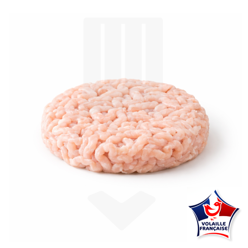 Steak haché rond de poulet 8% de MG surgelé