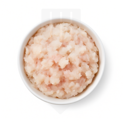 Chair de brochet hachée surgelée sur terre