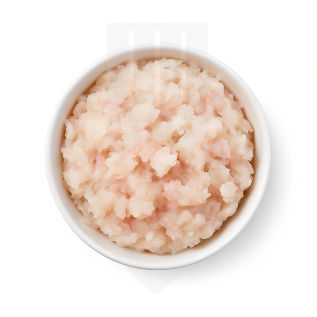 Chair de brochet hachée surgelée sur terre