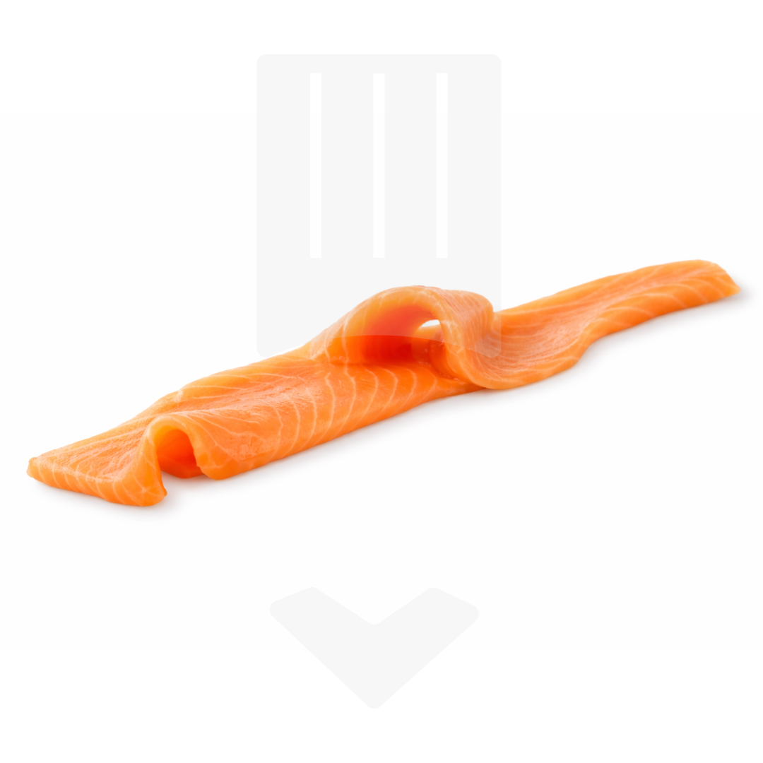 Tranche de saumon fumée découpée et surgelée