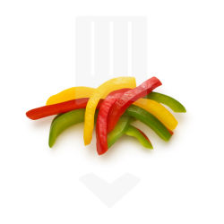 Trio poivrons lanières coupées et blanchies