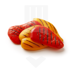 Duo de demi poivrons rouges et jaunes grillés