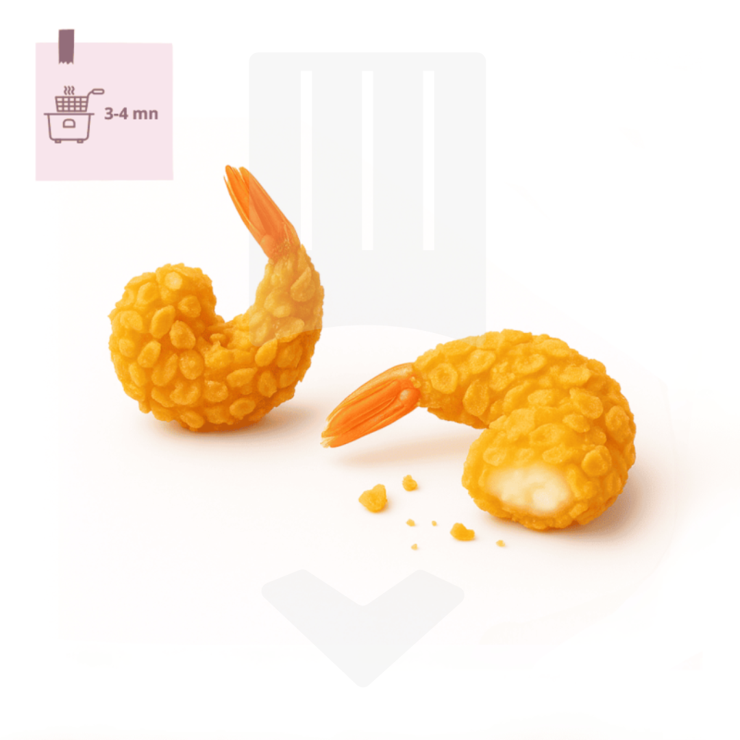 Queues de crevettes crues panées façon Rice Bubble