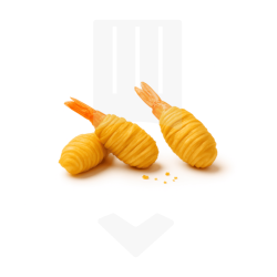 Crevettes cuites en cocon de pomme de terre