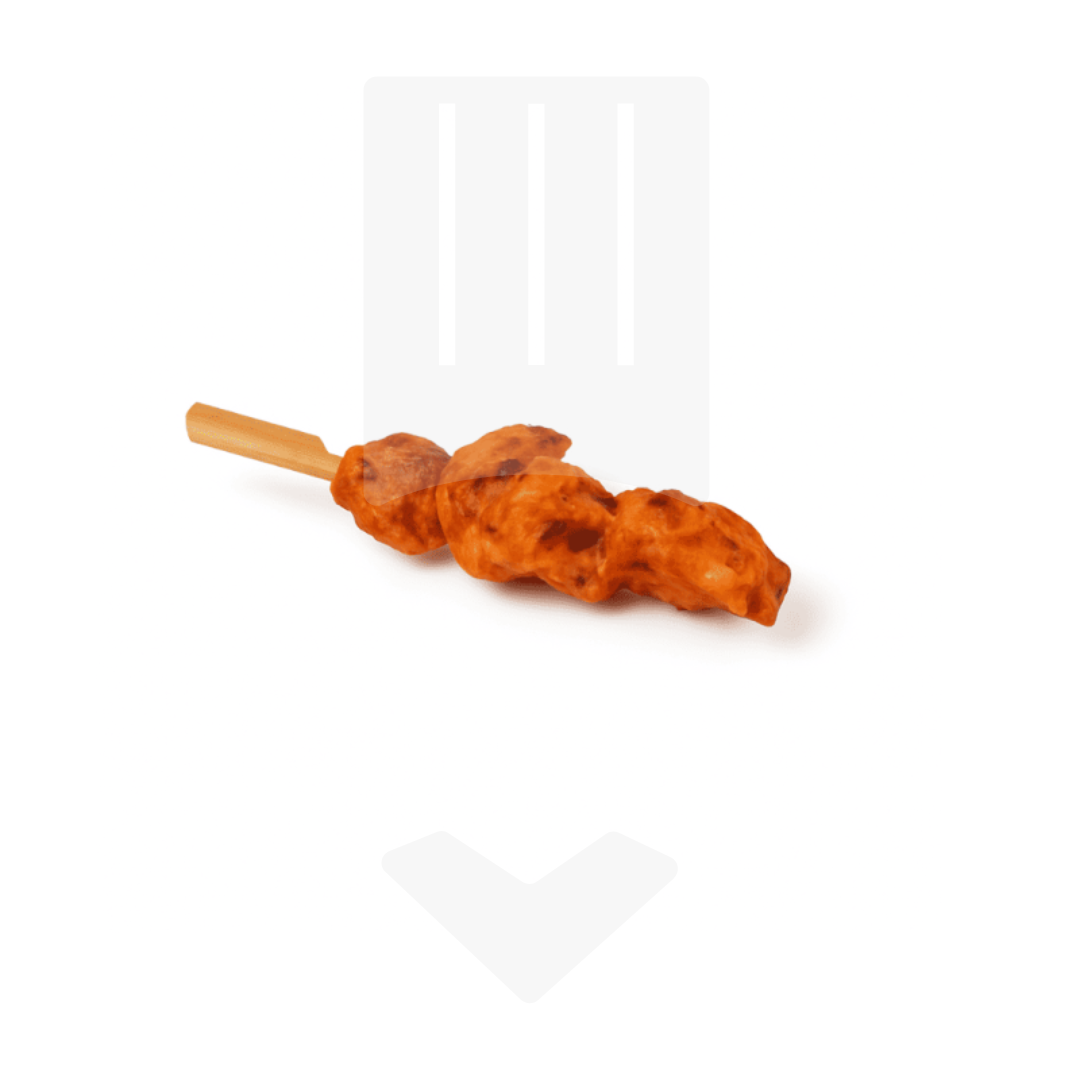 Mini brochette de poulet cuit et satay +/- 15gr