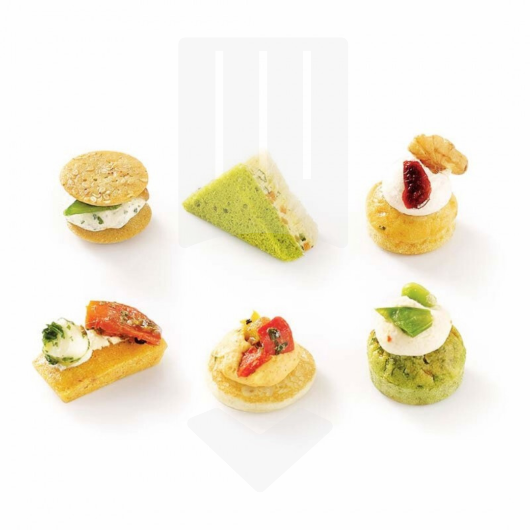 Assortiment de canapés végétariens et surgelés