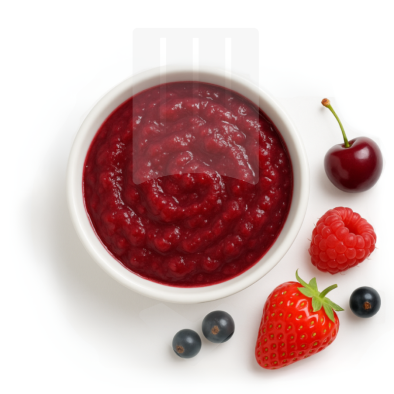 Purée de fruits rouges récoltés à la main