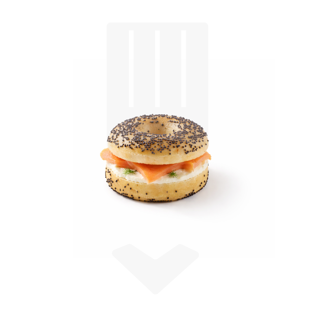 Mini bouchée d'un bagel au saumon fumé et au fromage