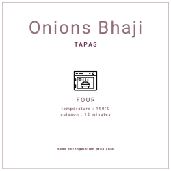 Onions Bhaji pré frits de Orien Bites, surgelés IQF