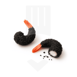 Crevettes Kuro panées au charbon végétal