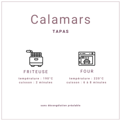 Calamars légèrement farinés et pré frits surgelés