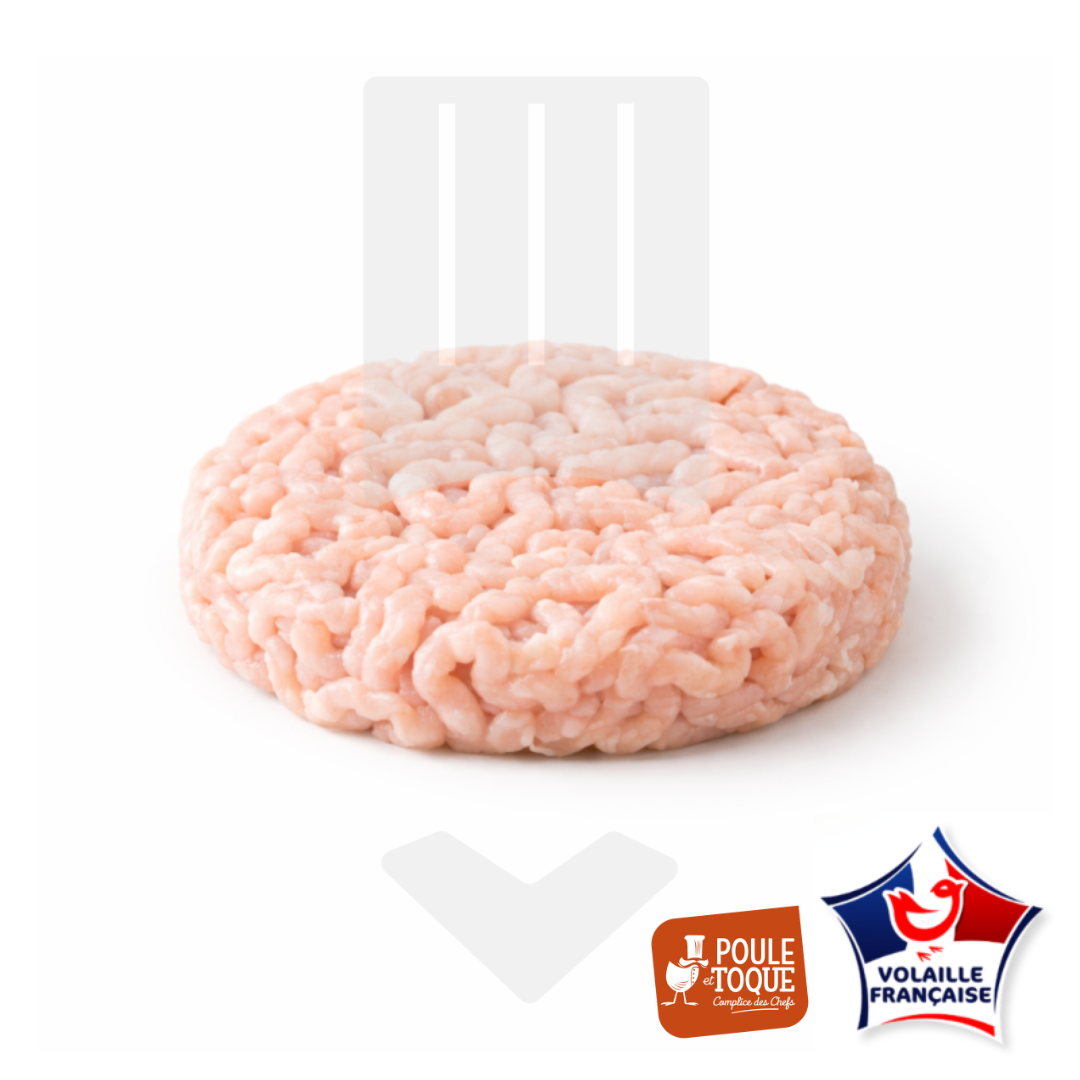 Steak haché rond de poulet 8% de MG surgelé